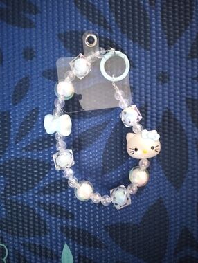 Hello Kitty Light Blue Beaded Phone Charm Strap